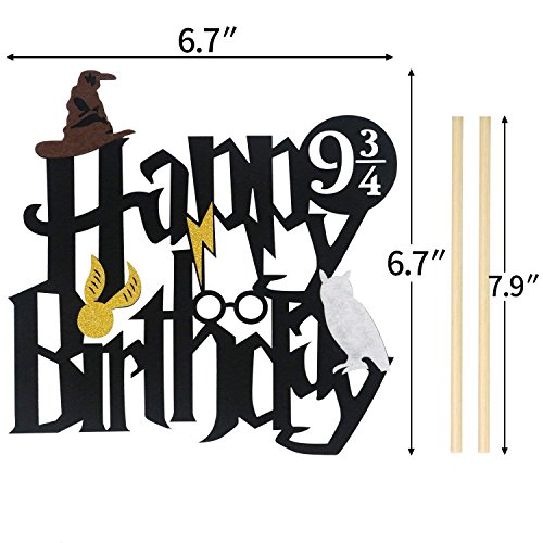 U&X Cupcake Toppers Inspirado por Wizards, Brillo de doble cara inspirado en Black Party Happy Birthday Cake Topper (Juego de 25), Suministros de decoración para fiestas de cumpleaños de Magician