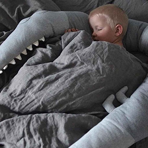 Uzinb Juguetes de decoración de Interior apoyos de la Foto 185cm cocodrilo del bebé Almohada Cama para bebé recién Nacido Cuna Valla Parachoques Cuna Cojín de Kid+3 Piezas cucharas pequeñas