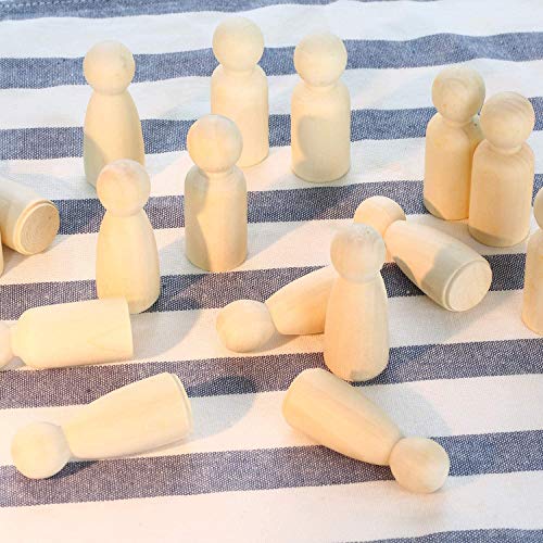 VABNEER 65mm Muñecas de Madera Muñeca sin Terminar Decorativa 20 Piezas Muñeca de Madera Peg Dolls para DIY Manualidad Decoración Artes y de Pintura (Niño & Niña)