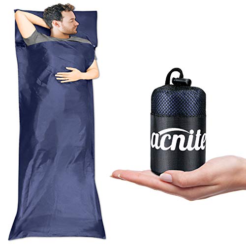 VACNITE Saco de Dormir Viaje, Saco de Dormir Adulto, 205g, 220cm x 70cm, Bolsa de Dormir Viaje para Hotel, Camping, Excursiones, Alpinismo, Adecuado para Hombres, Mujeres, Niños