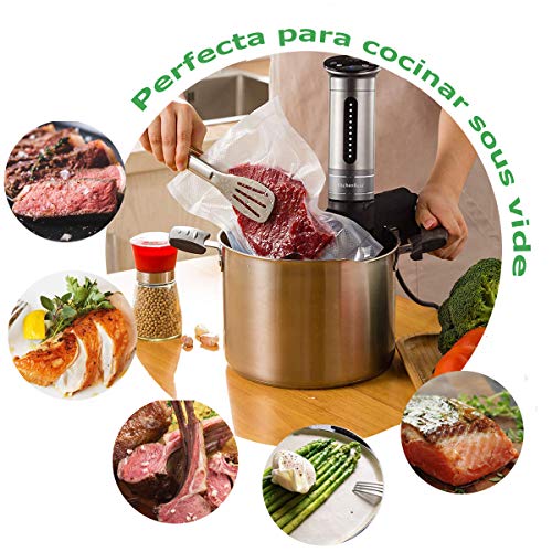 VacSaver Bolsas de Vacío 3 Rollos 22cm x 5m con Cutter-Box, 8 Veces más Fresco Rollos de Envasado al Vacío para Almacenaje de Alimentos, Sous Vide, BPA Free