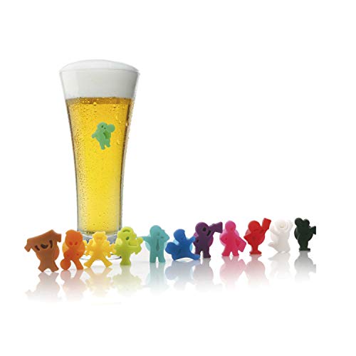 Vacu Vin 1886060-Party People Marcadores de Copas, Silicona, Multicolor, 1.7x7.2x2 cm, 12 Unidades