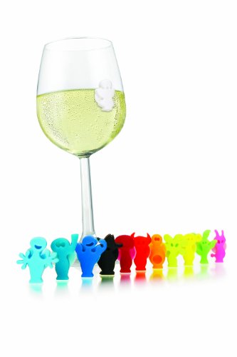 Vacu Vin 1886060-Party People Marcadores de Copas, Silicona, Multicolor, 1.7x7.2x2 cm, 12 Unidades