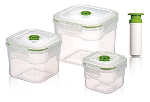 Vacuumsaver FLS7 Set de Vacío Cuadrados, Transparente y Verde, 31x59x47 cm, 3 Unidades