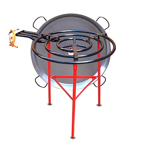 Vaello Campos Catering Paella Kit – 70 cm quemador de gas, 90 cm cacerola de acero pulido y reforzada trípode