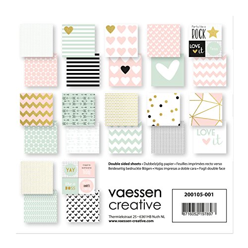 Vaessen Creative Cartulina, 24 Hojas Doble Vista, Multicolor, 6 x 6