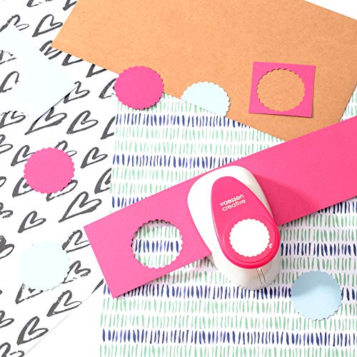 Vaessen Creative Perforadora de Papel, Circulo Festoneado, Talla XL, Para Proyectos DIY, Scrapbooking, Creación de Tarjetas y Más