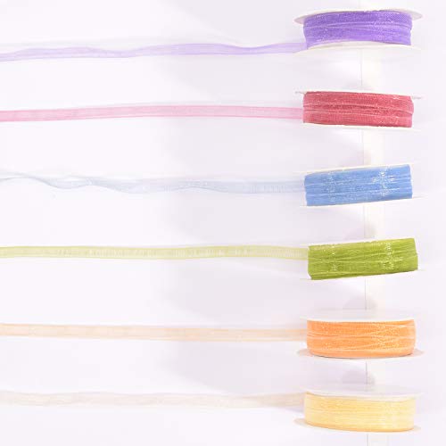 Vaessen Creative Set de Cinta Organza, Primavera, Mix de 6 Colores, x, Bordes Tejidos para Creación de Tarjetas de Pascua, Scrapbooking, Envoltorios de Regalos y más Proyectos de Manualidades, 3mm 2m