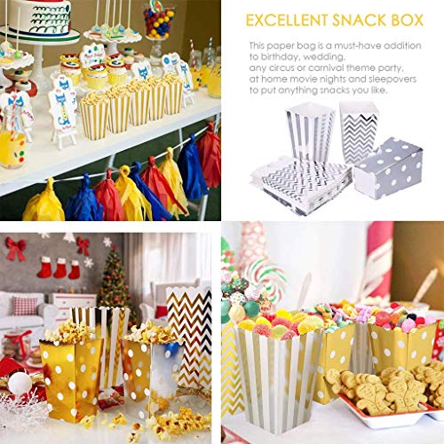 VAINECHAY 12PCS Cajas de palomitas Carton Maíz Caja Papel Pequeña Dulces Papas Fritas Fiesta Cumpleaños para Niños Caja Regalo Comida Bocadillos Titulares Contenedor Onda Dorada Rojo