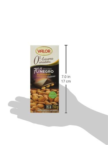 Valor, Chocolate Negro 70% con Almendras 0% Azúcares Añadidos - 150 gr.