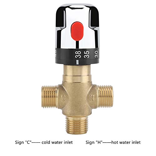 Válvula de ángulo de baño, Válvula mezcladora termostática de latón macizo G1 / 2 para el sistema de ducha Control de la temperatura del agua Control del termostato de la cuenca del tubo