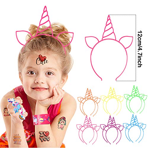 vamei 60 Piezas Aarticulos de Fiesta Niño Unicornio Piñatas de Cumpleaños Diademas Unicornio Pulseras de Juguete Tatuajes Temporales Niños Anillo Niñas Regalos Cumpleaños