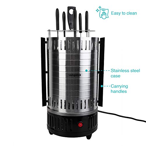 VANGALOO Barbacoa eléctrica de mesa – Barbacoa eléctrica – Schaschlik- Gyros-, kebab-, Dönerfleisch-, Dreh-Spießgrill eléctrica Dönergrill para el hogar