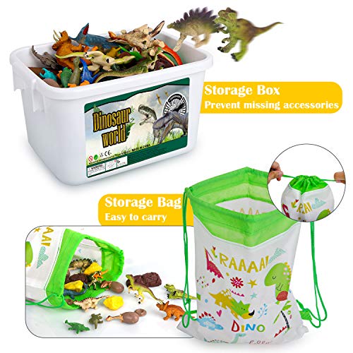 Vanplay Juguetes Dinosaurios Huevos de Dinosaurio con Tapete de Juego y Caja de Almacenamiento para Niños 53 Piezas