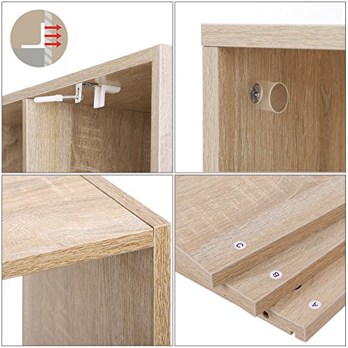 VASAGLE Librería de Madera con Cubos y Estantes, Estantería para Libros, para Sala de Estar, Dormitorio, Habitación de niños y Oficina, 97,5 x 30 x 100 cm (Largo x Ancho x Alto), Roble LBC52NL