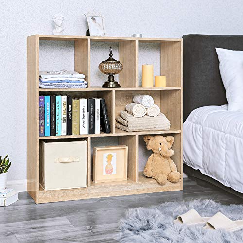 VASAGLE Librería de Madera con Cubos y Estantes, Estantería para Libros, para Sala de Estar, Dormitorio, Habitación de niños y Oficina, 97,5 x 30 x 100 cm (Largo x Ancho x Alto), Roble LBC52NL