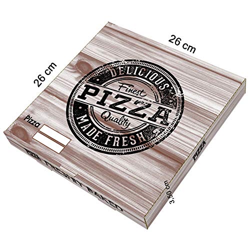 VASOMADRID, S.L. 100 UDS Cajas Pizza Cartón Kraft (de 26x26cm a 40x40cm). Caja ECOLÓGICA DESECHABLE para pizza Bonito DISEÑO