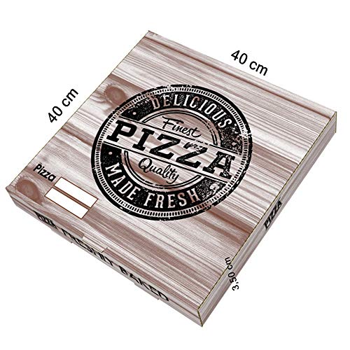 VASOMADRID, S.L. 100 UDS Cajas Pizza Cartón Kraft (de 26x26cm a 40x40cm). Caja ECOLÓGICA DESECHABLE para pizza Bonito DISEÑO