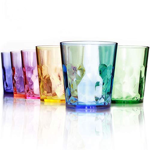 Vasos de Plástico de Colores Para Beber de 400 ml con Calidad Superior - Juego de 6 - Plástico Tritán Irrompible - Libres de BPA - 100% Fabricados en Japón (Colores Surtidos)