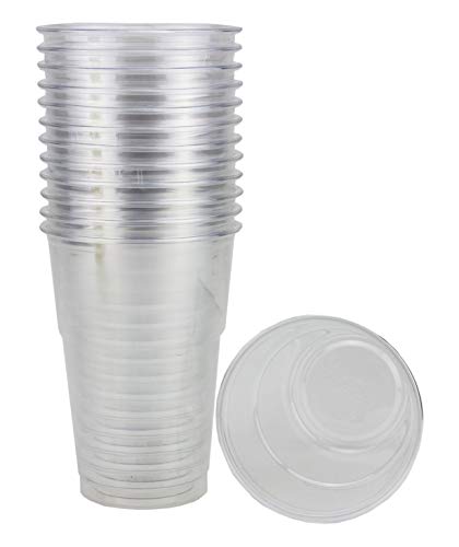 Vasos de plástico transparente - 300 ml - 10 oz - 50 vasos desechables perfectos para café con hielo, jugo, té de burbujas, batidos y vasos de frutas (tapas no incluidas)