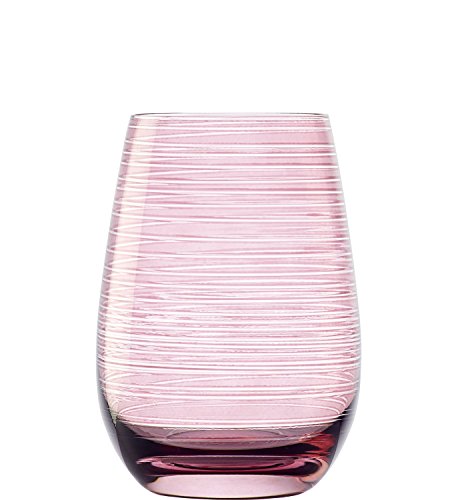 Vasos Twister de Stölzle Lausitz, 465 ml, Rosa, Juego de 6 Unidades, Bonitos Vasos de Colores, compatibles con lavavajillas