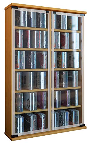 VCM Galerie Mueble CD/DVD para 300 Piezas, Haya, Haya, 91,5x60x18 cm