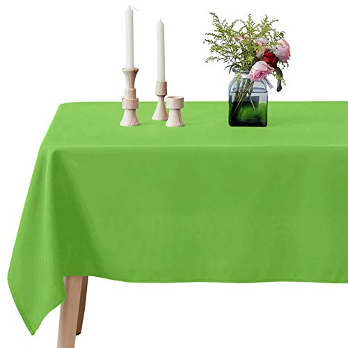 VEEYOO Mantel Rectangular 100% Poliéster Mantel Oblongo para Despedida de Soltera - Cubierta de Mesa Ovalada Suave y Sólida para Bodas Restaurante Fiesta Buffet Mesa (Manzana Verde, 178x305 cm)