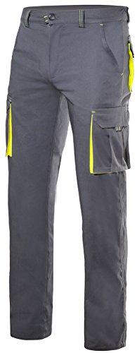 Velilla 103008S - Pantalón (talla 34) color gris y amarillo fluorescente