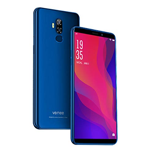 Vernee X2 Móvil Libre 4G, 6350mAh Batería, Android 9.0, 6" HD, 3GB RAM+32GB ROM, Dual SIM, 4 Núcleos, Face ID+Touch ID, Cámara Trasera 13MP+5MP Frontal 5MP, Procesador MT6739, GPS GLONASS - Azul