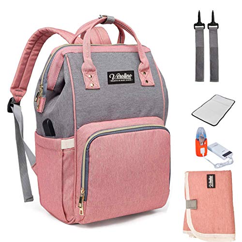 Verolino Mochila Pañalera Cambiador Pañales USB Multifuncional para Cochecito - [ Modelo PREMIUM ]