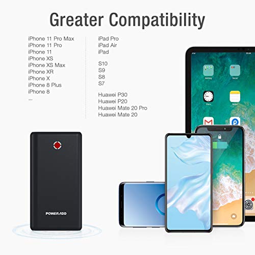 [Versión Mejorada] POWERADD Pilot X7 20000mAh Power Bank Cargador Móvil Portátil Batería Externa Carga Rapida con 2 Salidas USB 3.1A para Dispositivos Inteligentes y Más, Color-Negro y Rojo