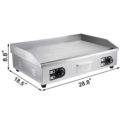 VEVOR Plancha Eléctrica de Cromo de Acero Inoxidable Parrilla Eléctrica para Cocinar 4400W Eléctrica Parrilla de Temperatura Placa de Plancha Plancha Eléctrica Comercial