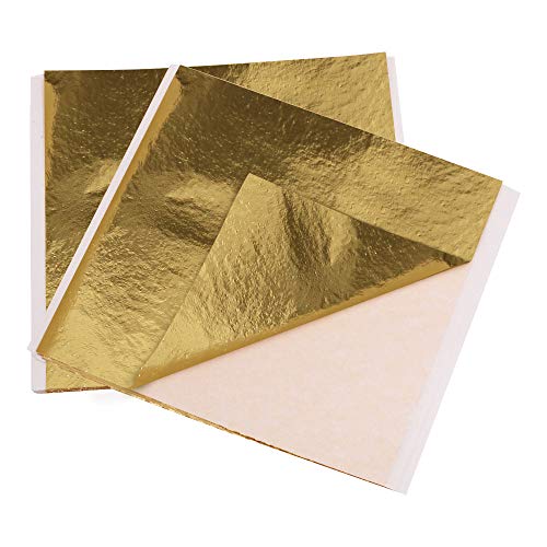 VGSEBA Pan de Oro de Imitación 200 hojas 13x13.5cm Lámina Dorada para Dibujos, Artesanías, Manualidades, Uñas, Muebles (B gold)