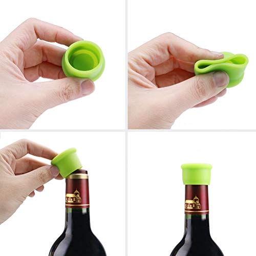 Vicloon Set de 6 Tapones para Botellas, Tapones de Vino Silicona, Tapa de Botella de Vino