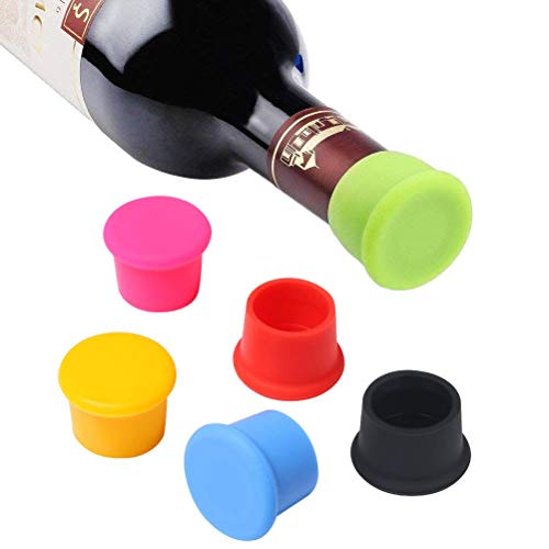 Vicloon Set de 6 Tapones para Botellas, Tapones de Vino Silicona, Tapa de Botella de Vino