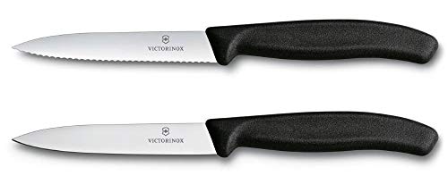 Victorinox Küchenmesser Swissclassic Gemüsemesser Cuchillo Juego 2 PZAS, Negro 10CM 6.7793.B, estándar