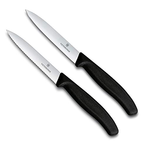 Victorinox Küchenmesser Swissclassic Gemüsemesser Cuchillo Juego 2 PZAS, Negro 10CM 6.7793.B, estándar