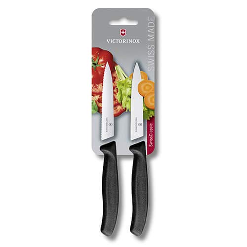 Victorinox Küchenmesser Swissclassic Gemüsemesser Cuchillo Juego 2 PZAS, Negro 10CM 6.7793.B, estándar