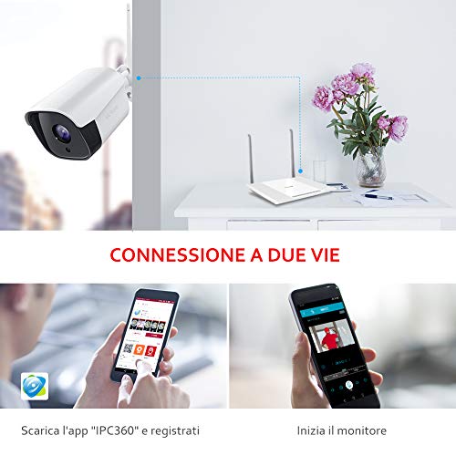 Victure FHD 1080P Caja Metálica Cámara IP de Vigilancia WiFi Exterior con Detección de Movimiento con Visión Nocturna Impermeable IP66 Audio de 2 vías compatible con IOS / Android