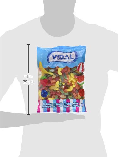 Vidal Golosinas. Cocktail Mix surtido de plátanos, botellas cola, ositos y gomitas. Sabores plátano, fresa, cola, limón y naranja. Bolsa 1 kg