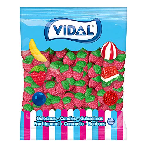 Vidal Golosinas. Fresas Silvestres. Caramelo de goma con sabor y forma de fresa. Colores verde y rojo. Bolsa 1,5 kg