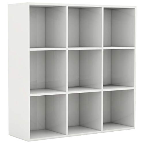 vidaXL Estantería Estante de Libros Librería Mueble Archivador de Oficina de Almacenamiento Dormitorio Salón de Aglomerado Blanco Brillante