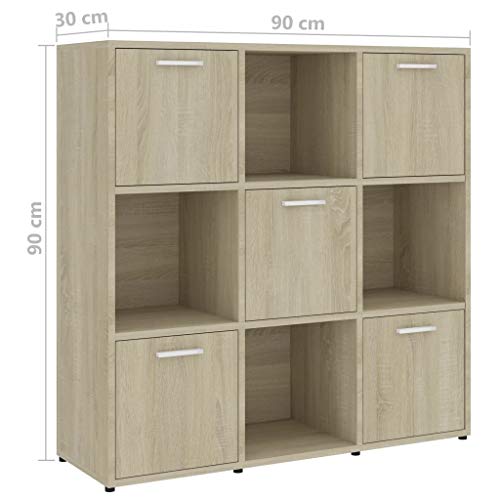 vidaXL Estantería Estante de Libros Mueble Archivador Decoración Oficina Habitación Estable Duradera de Aglomerado Color Roble Sonoma 90x30x90 cm