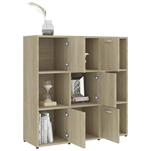 vidaXL Estantería Estante de Libros Mueble Archivador Decoración Oficina Habitación Estable Duradera de Aglomerado Color Roble Sonoma 90x30x90 cm