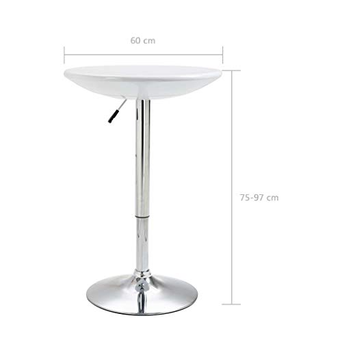 vidaXL Mesa Alta de Cocina ABS Casa Hogar Diseño Estilo Decoración Comedor Salón Terraza Balcón Cafetería Muebles Mobiliario Calidad Ø60 cm Blanco