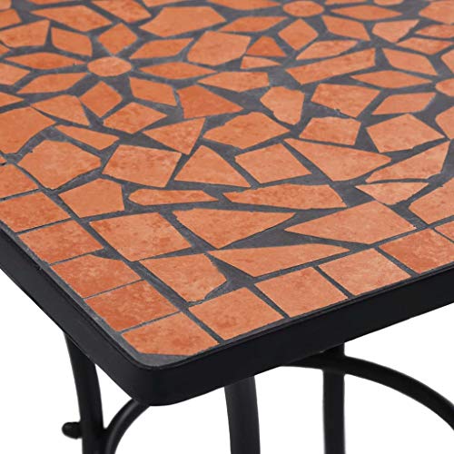 vidaXL Mesa Mosaico para Cafetería Cerámica Mobiliario Estable Fuerte Robusta Duradera Resistente Funcional Práctica Útil Terracota Diámetro 60cm