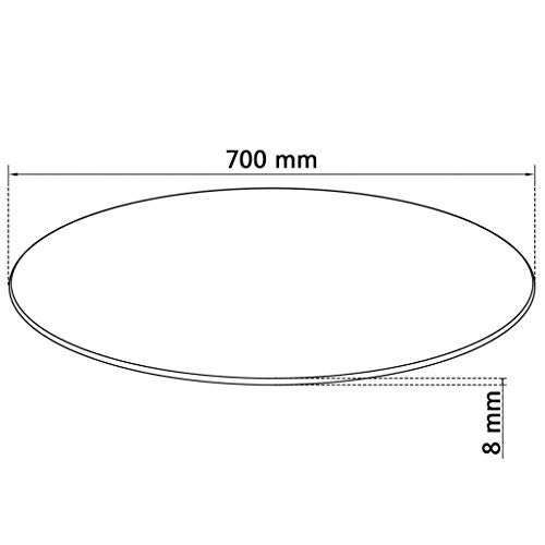 vidaXL Tablero Superficie Redonda de Mesa de Cristal Vidrio Templado 700 mm