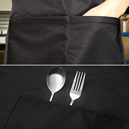 Viedouce 2 Piezas Delantales Impermeables Ajustables del Cocinero con Bolsillo Cocina Delantale de Cocina para Mujeres Hombres,Delantal Chefs Cocina para Cocinar/Hornear (Negro)