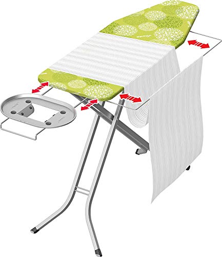 Vileda Perfect 2 in 1 - Tabla de planchar grande, para prendas extra grandes y camisas, altura regulable 77 - 95 cm, funda de algodón y espuma, medidas: 122 x 44 cm, color verde