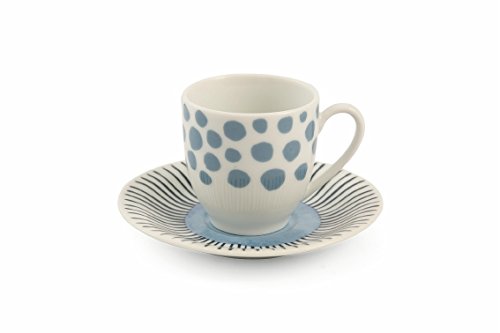 Villa d 'Este Home Tivoli Marea Juego Tazas Café, Porcelana, Multicolor, 6 Unidad